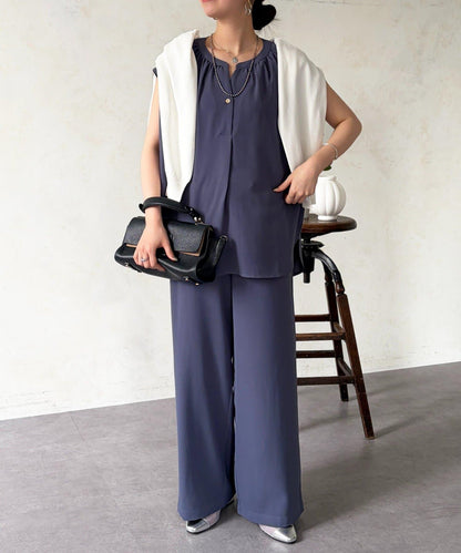 開領襯衫×休閒褲套裝