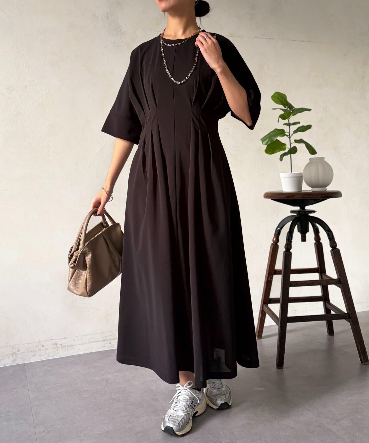 褶皺設計 連衣裙