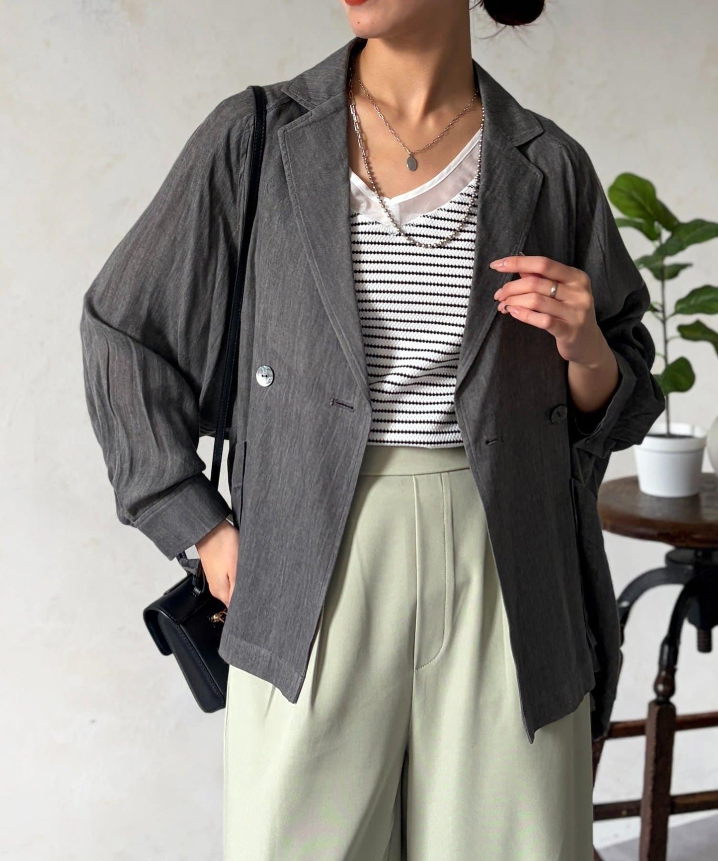 透視牛仔西裝外套