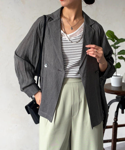 透視牛仔西裝外套