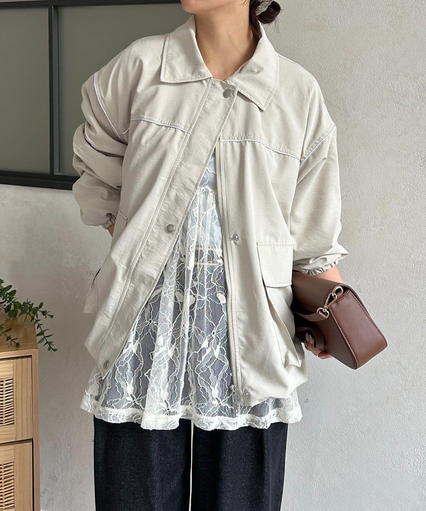 翻領蓬鬆廓形夾克