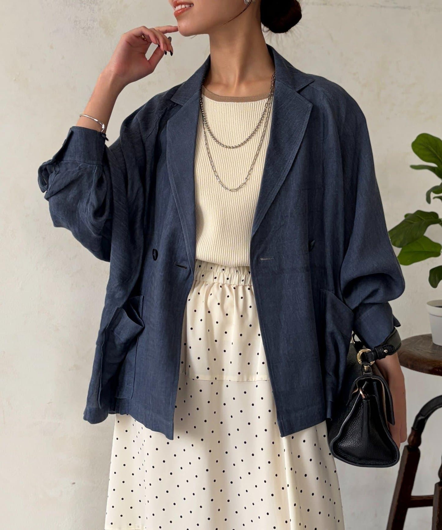 透視牛仔西裝外套