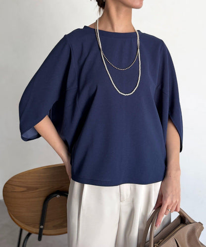 梨地面料闊袖套頭上衣