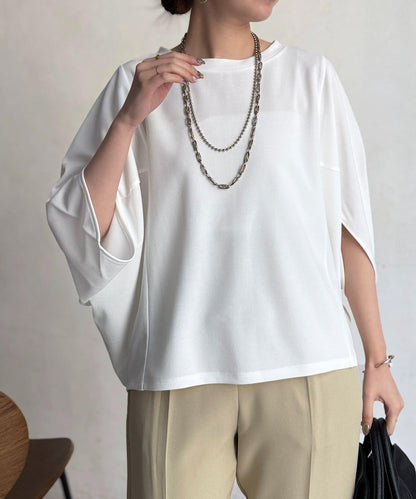 梨地面料闊袖套頭上衣