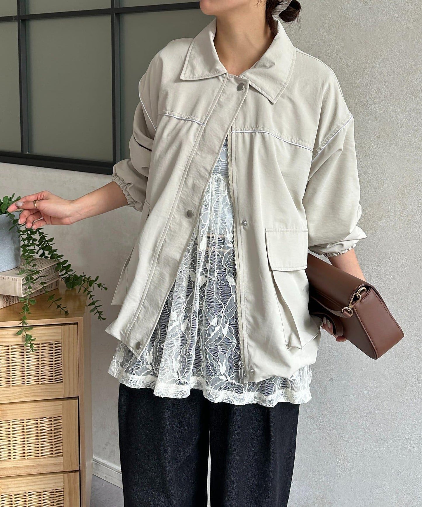 翻領蓬鬆廓形夾克