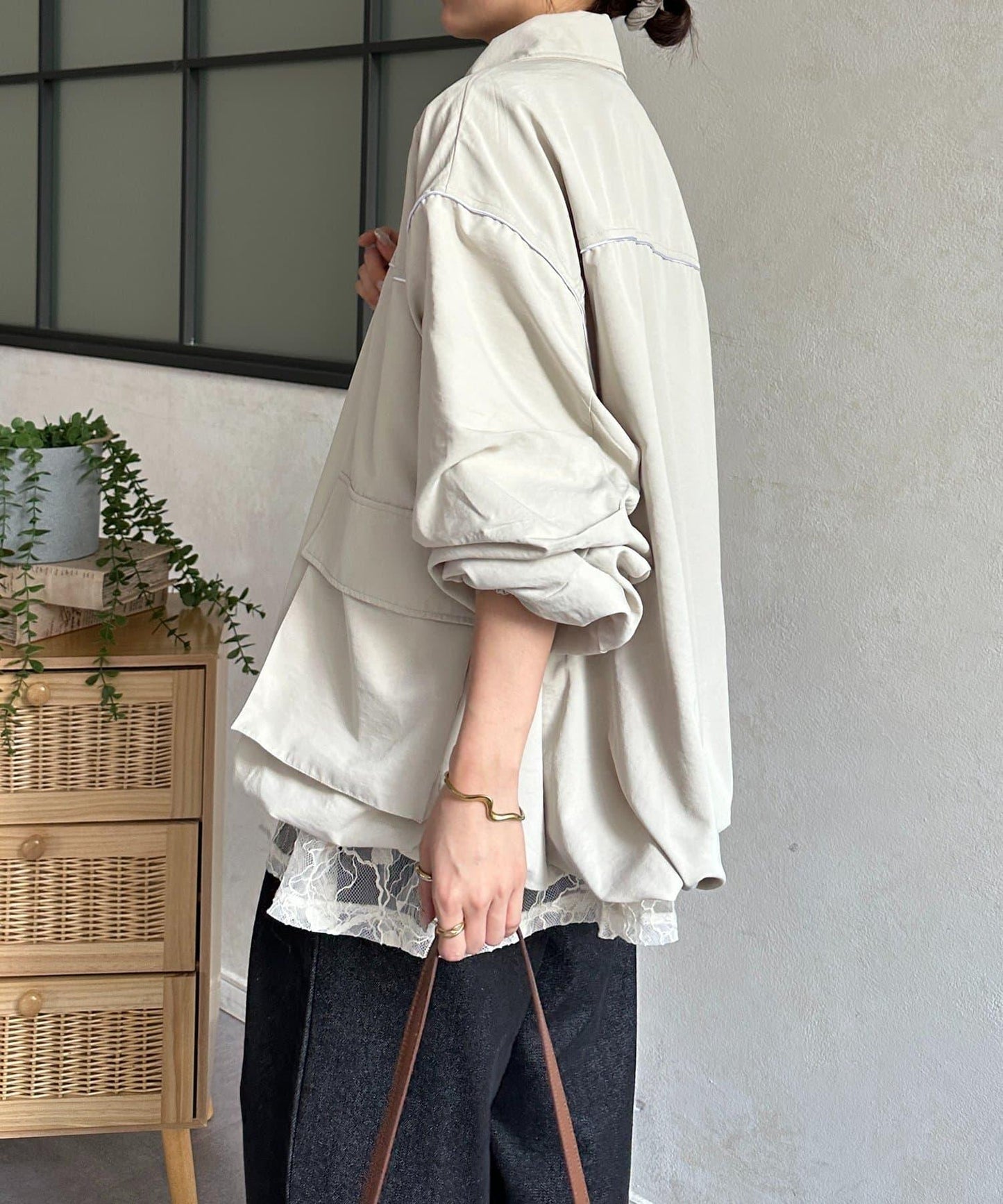 翻領蓬鬆廓形夾克