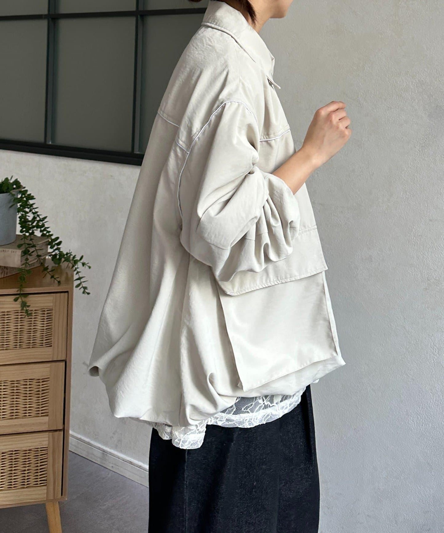 翻領蓬鬆廓形夾克