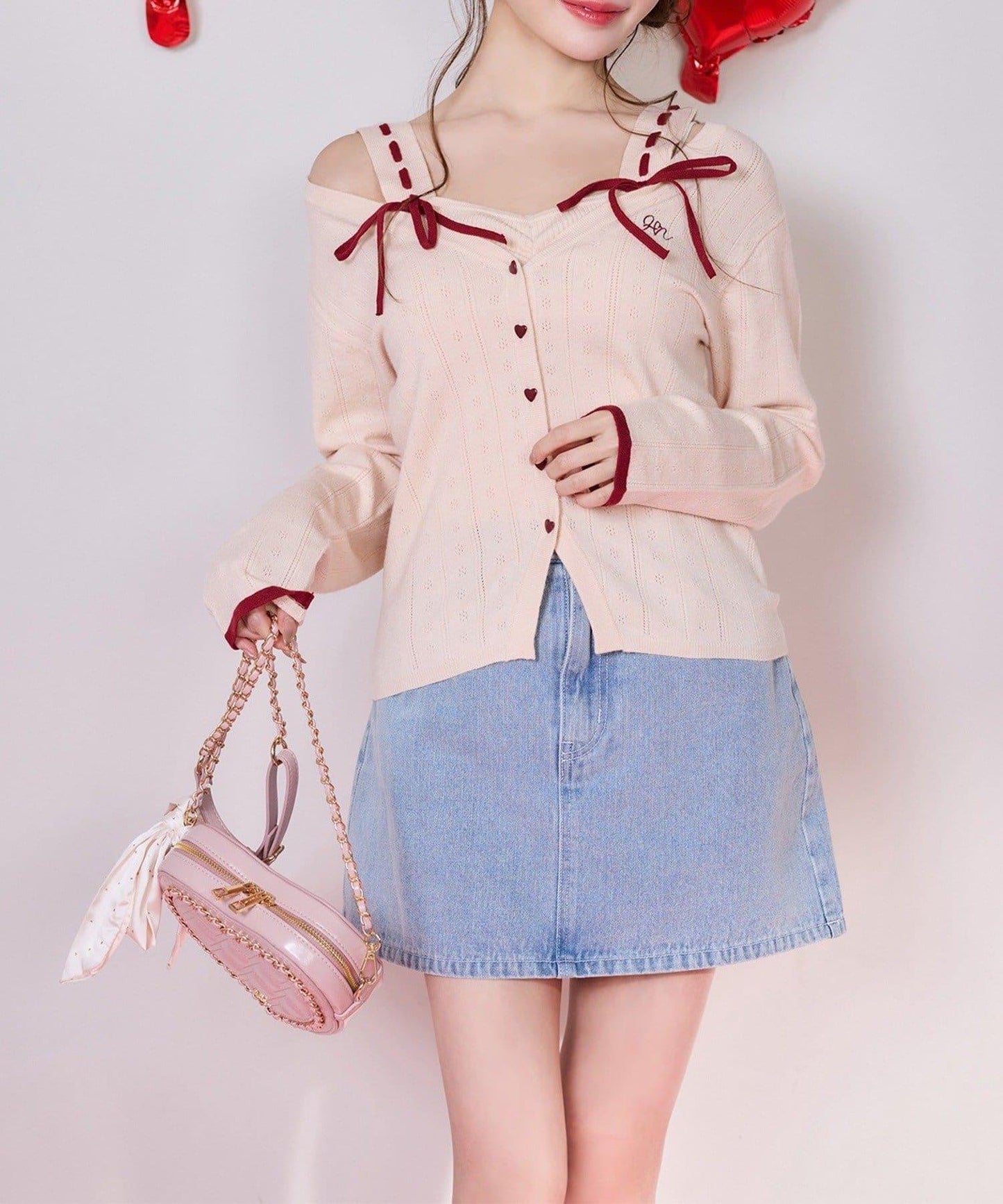 鏈條裝飾心形包 【one after anoter】