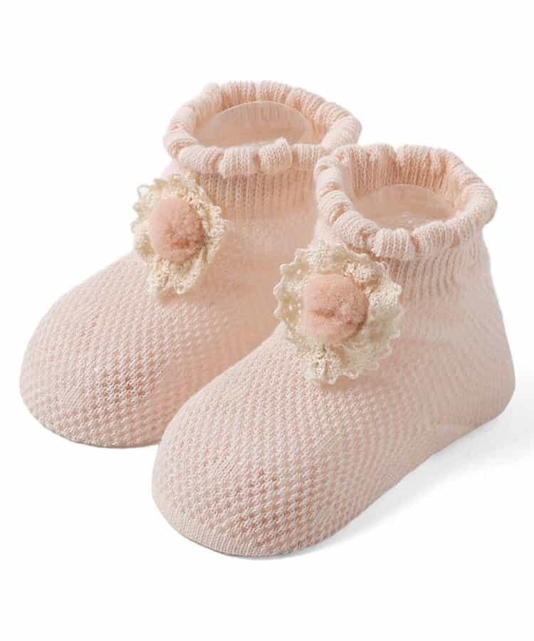 花朵蕾絲網眼嬰兒襪