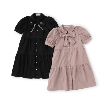 蝴蝶結裝飾層疊連衣裙