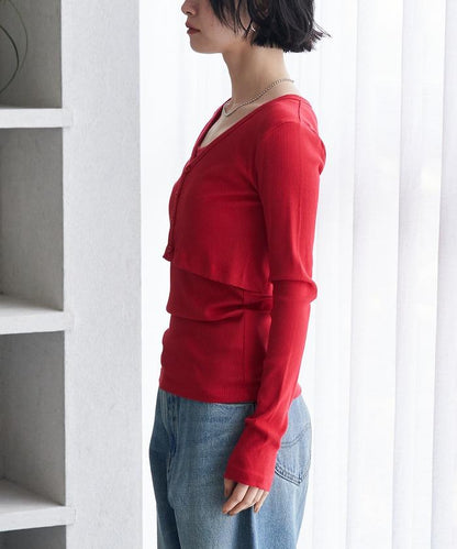 吊帶套裝 短款 羅紋 棉莫代爾 針織開衫