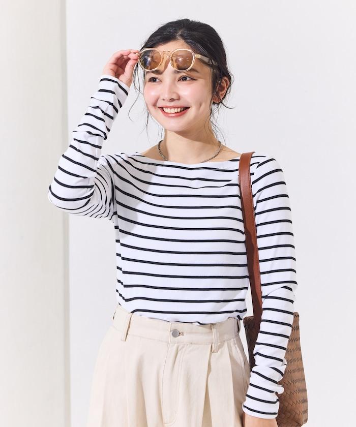 船領條紋棉莫代爾長袖T恤