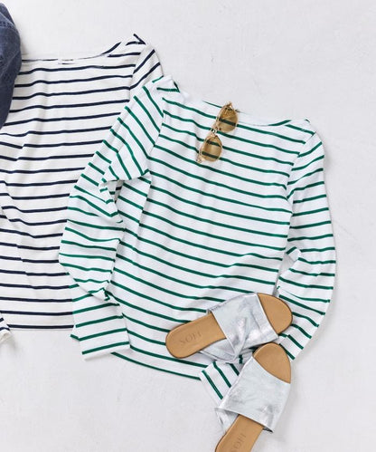 船領條紋棉莫代爾長袖T恤