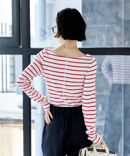 船領條紋棉莫代爾長袖T恤