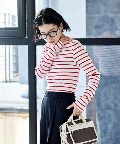 船領條紋棉莫代爾長袖T恤