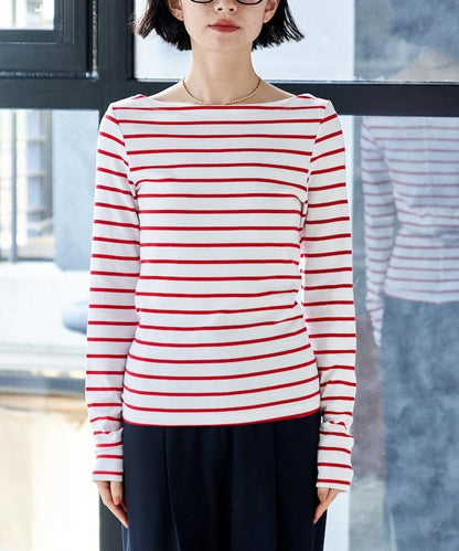 船領條紋棉莫代爾長袖T恤