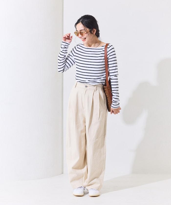 船領條紋棉莫代爾長袖T恤