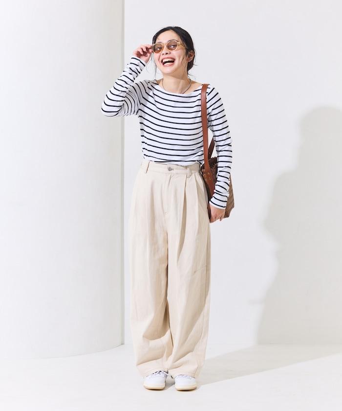 船領條紋棉莫代爾長袖T恤