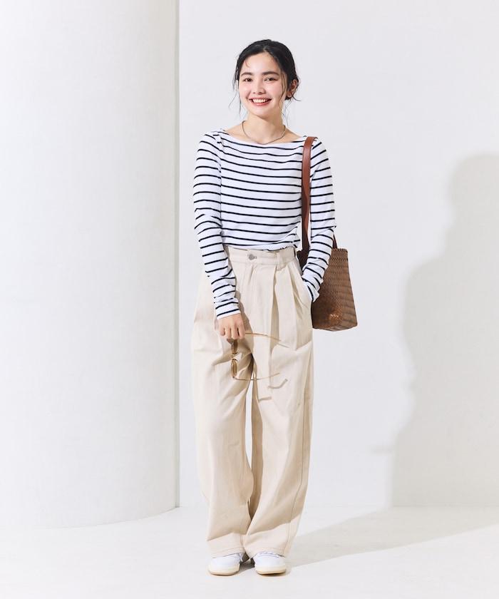 船領條紋棉莫代爾長袖T恤