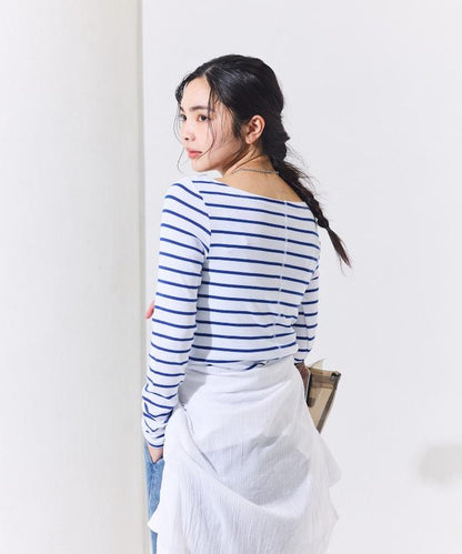 船領條紋棉莫代爾長袖T恤