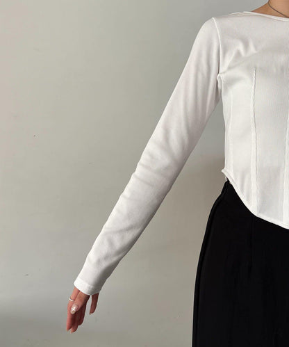 緊身胸衣設計長袖T恤