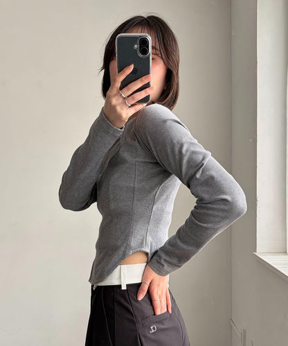 緊身胸衣設計長袖T恤