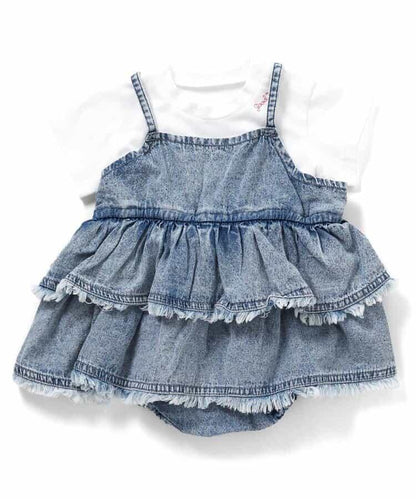 牛仔連體衣+T恤 二件套套裝