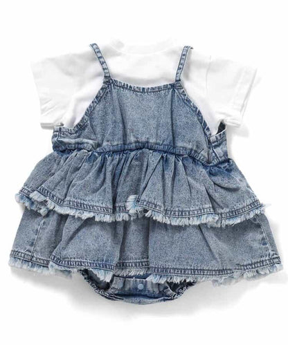 牛仔連體衣+T恤 二件套套裝