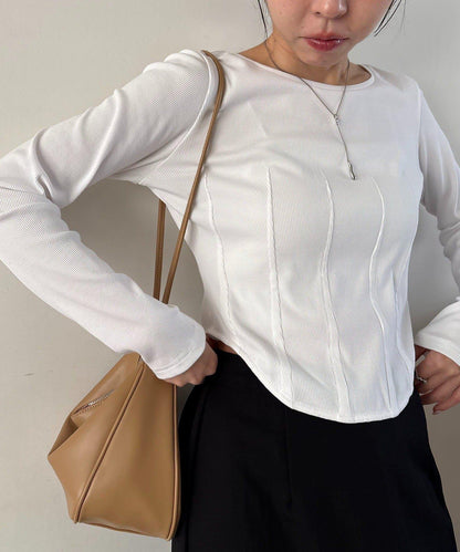 緊身胸衣設計長袖T恤