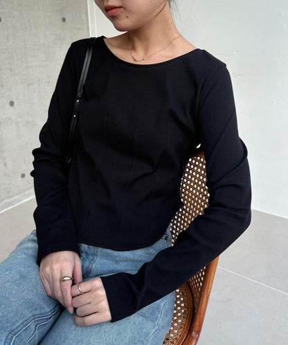 緊身胸衣設計長袖T恤