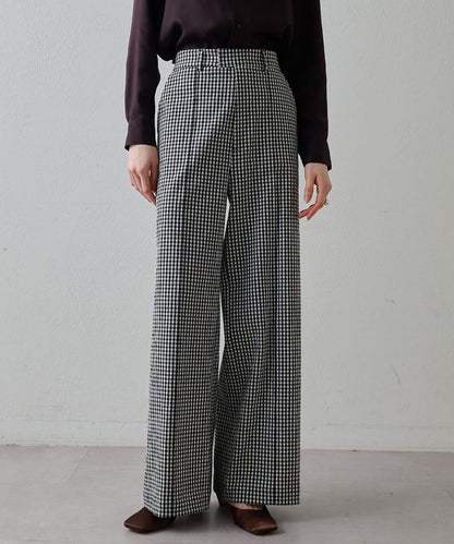 Drawing Numbers 有機棉格紋闊腿褲