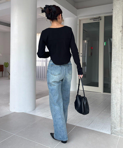 緊身胸衣設計長袖T恤