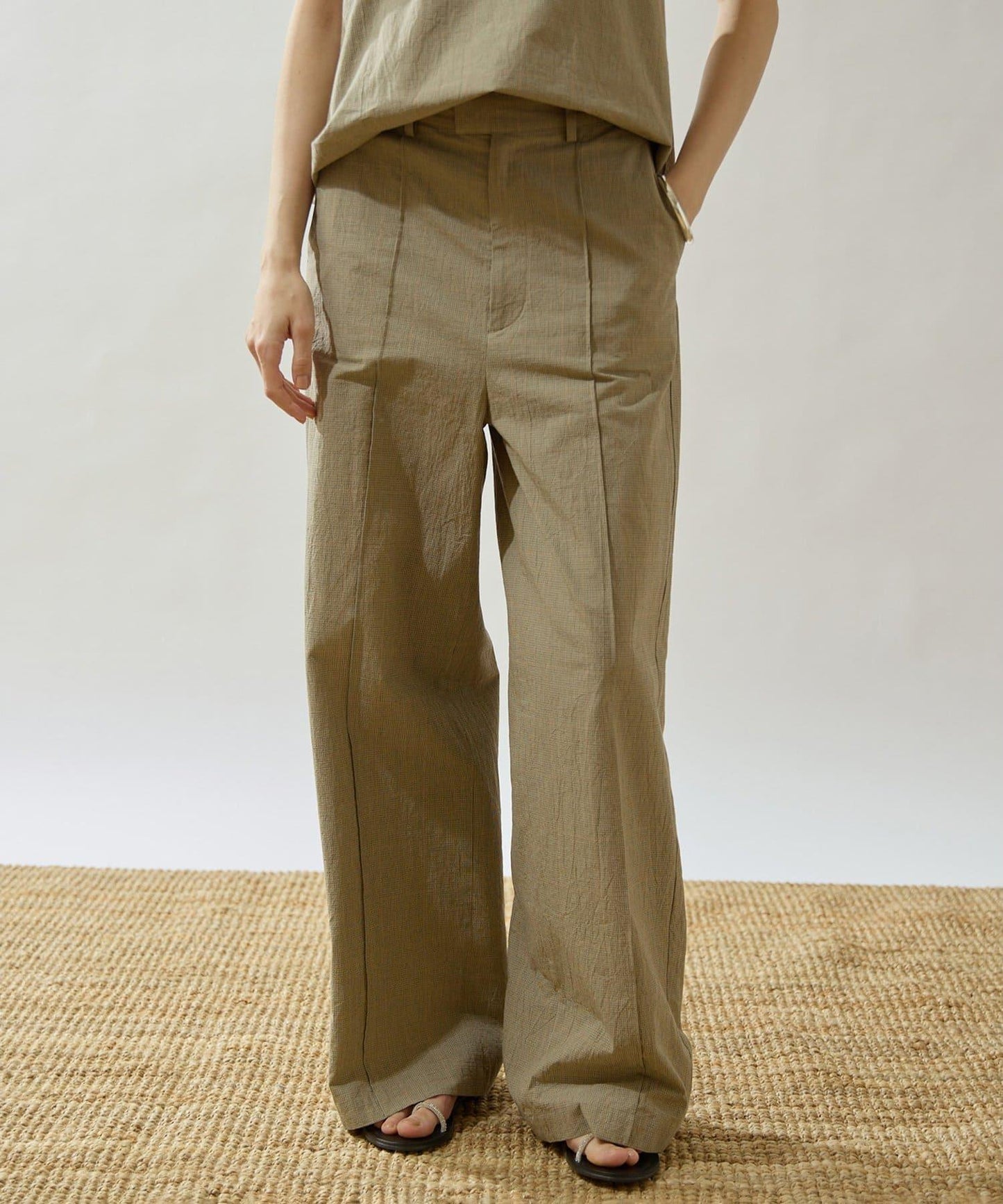 Drawing Numbers 有機棉格紋闊腿褲