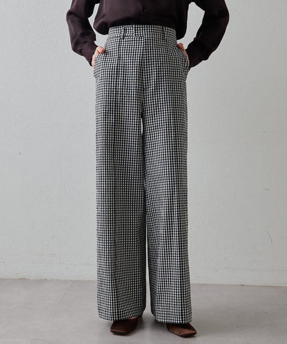 Drawing Numbers 有機棉格紋闊腿褲