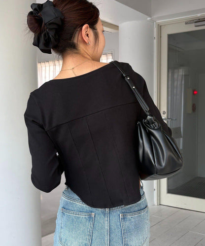 緊身胸衣設計長袖T恤