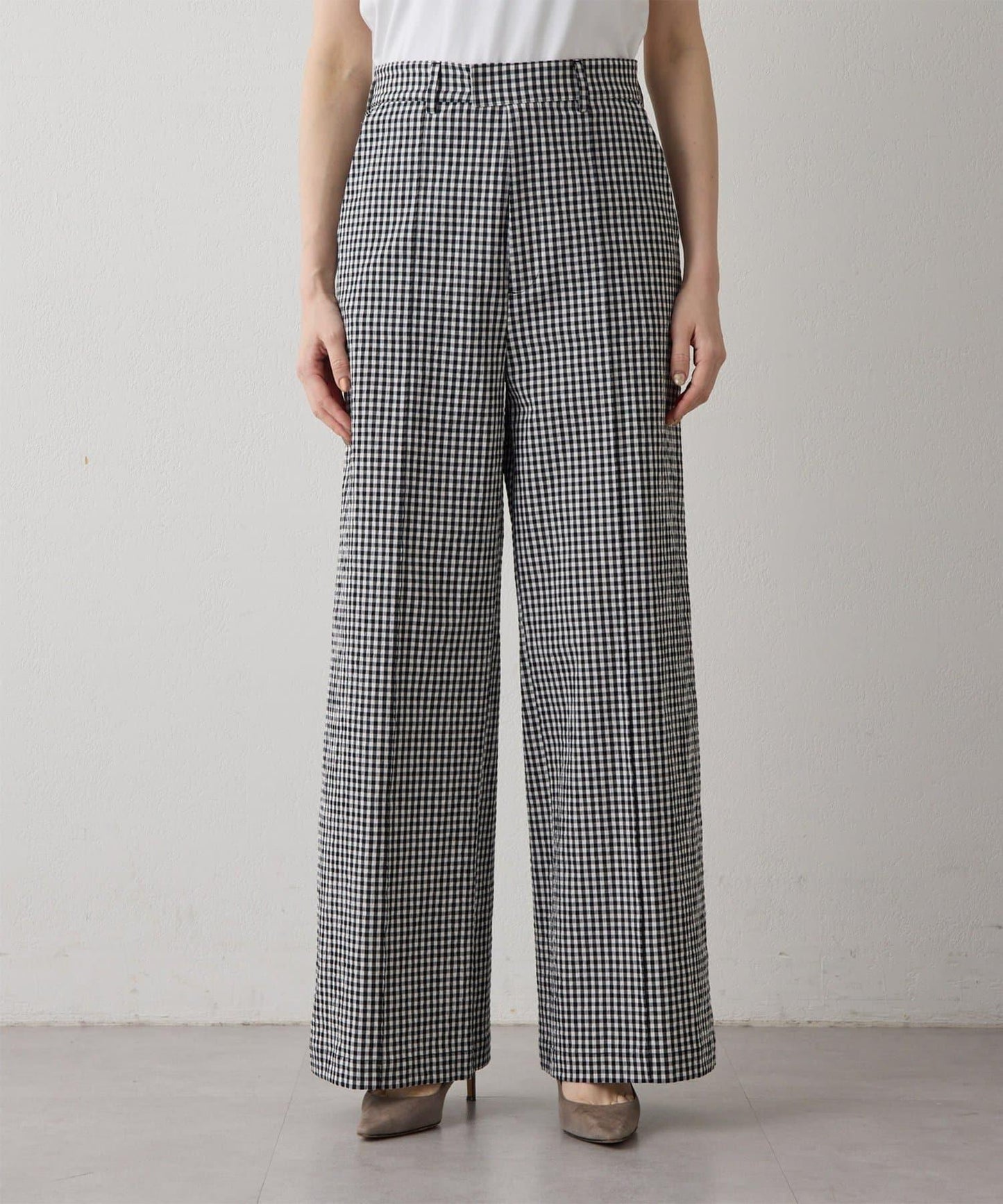 Drawing Numbers 有機棉格紋闊腿褲