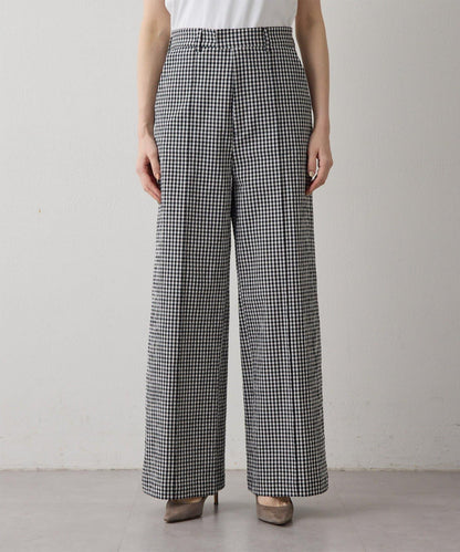 Drawing Numbers 有機棉格紋闊腿褲