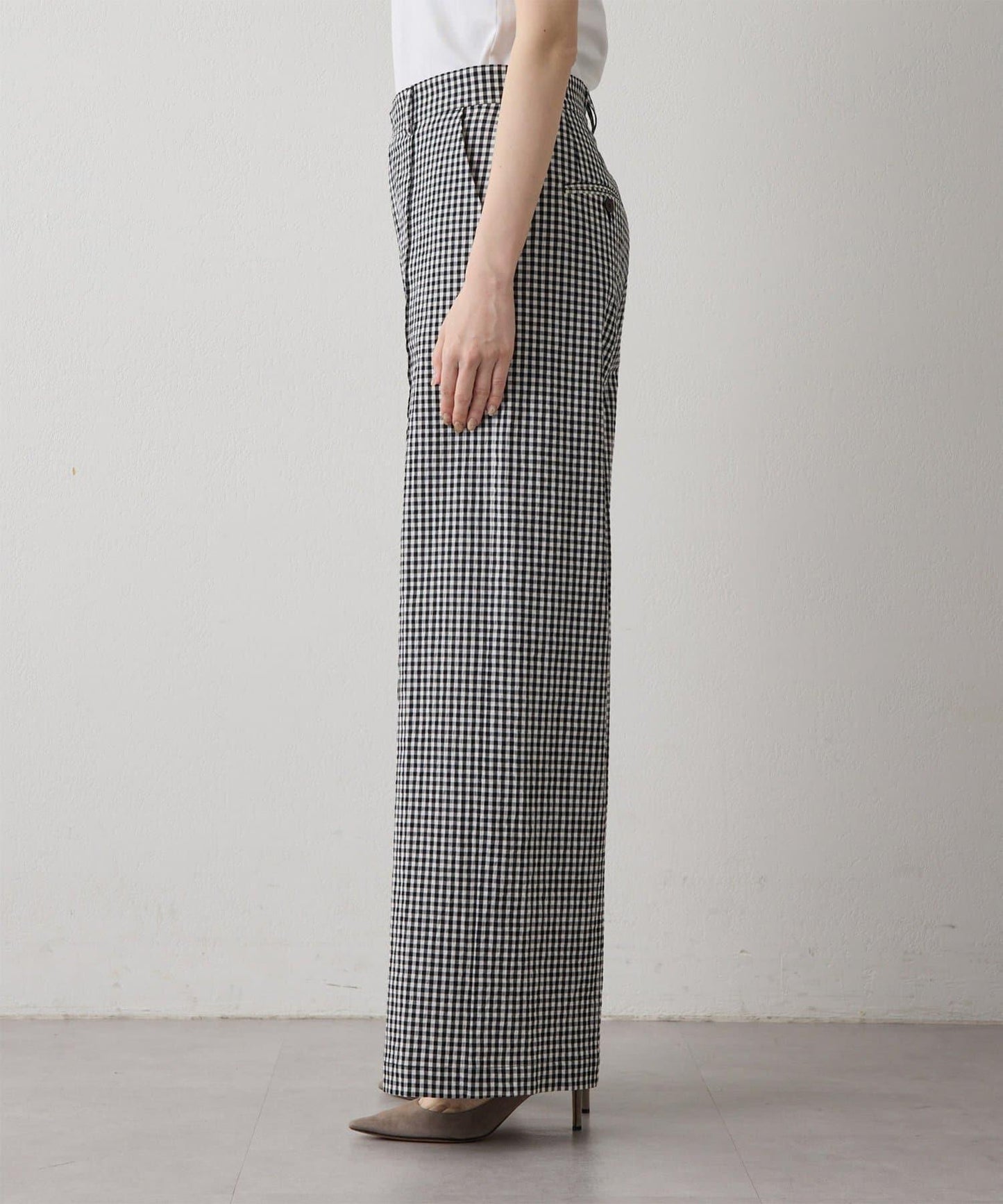 Drawing Numbers 有機棉格紋闊腿褲