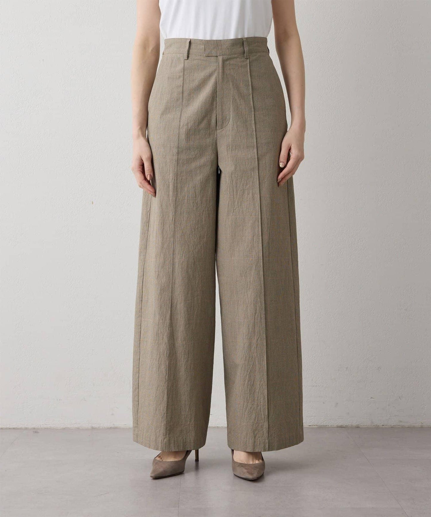 Drawing Numbers 有機棉格紋闊腿褲