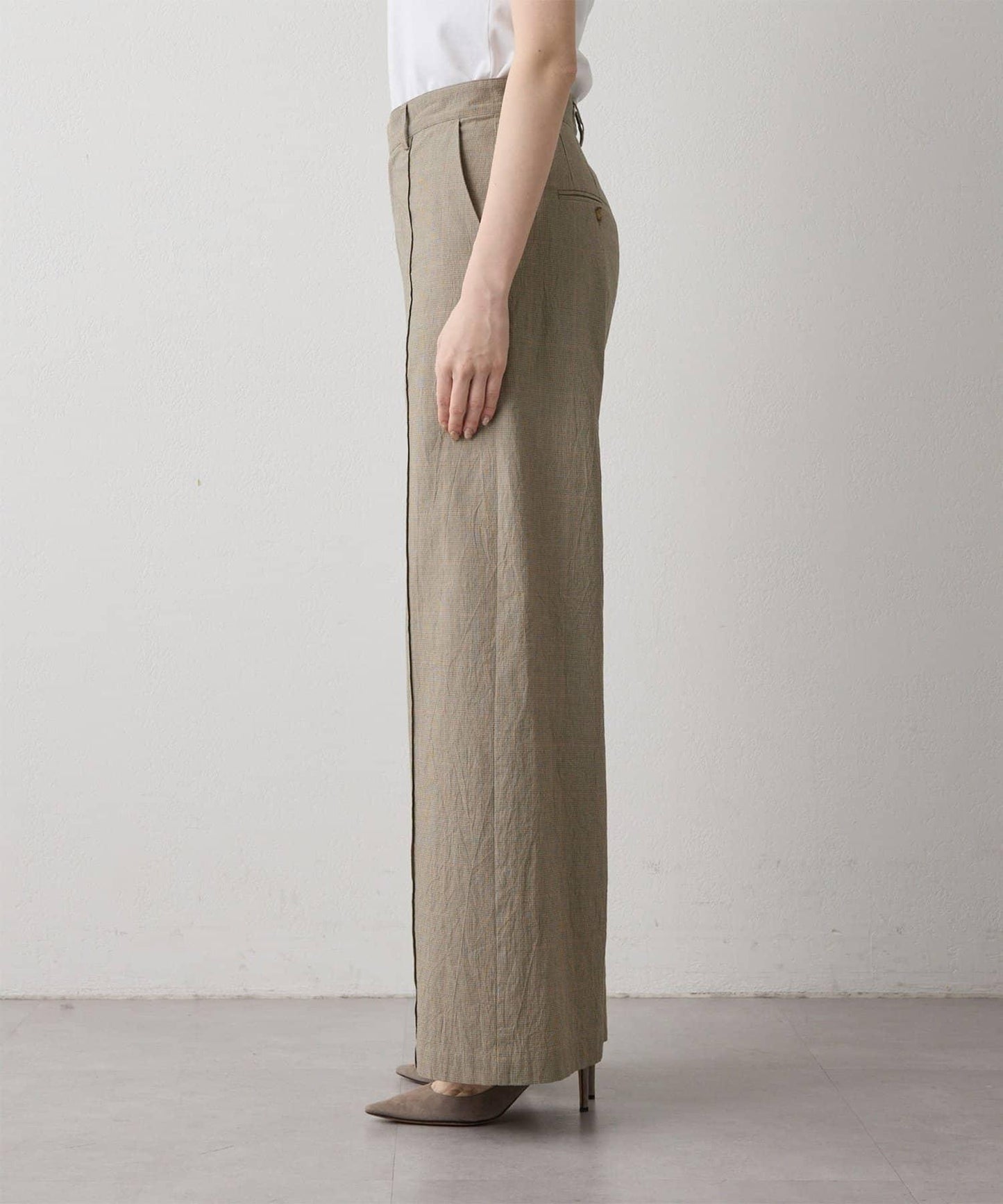 Drawing Numbers 有機棉格紋闊腿褲