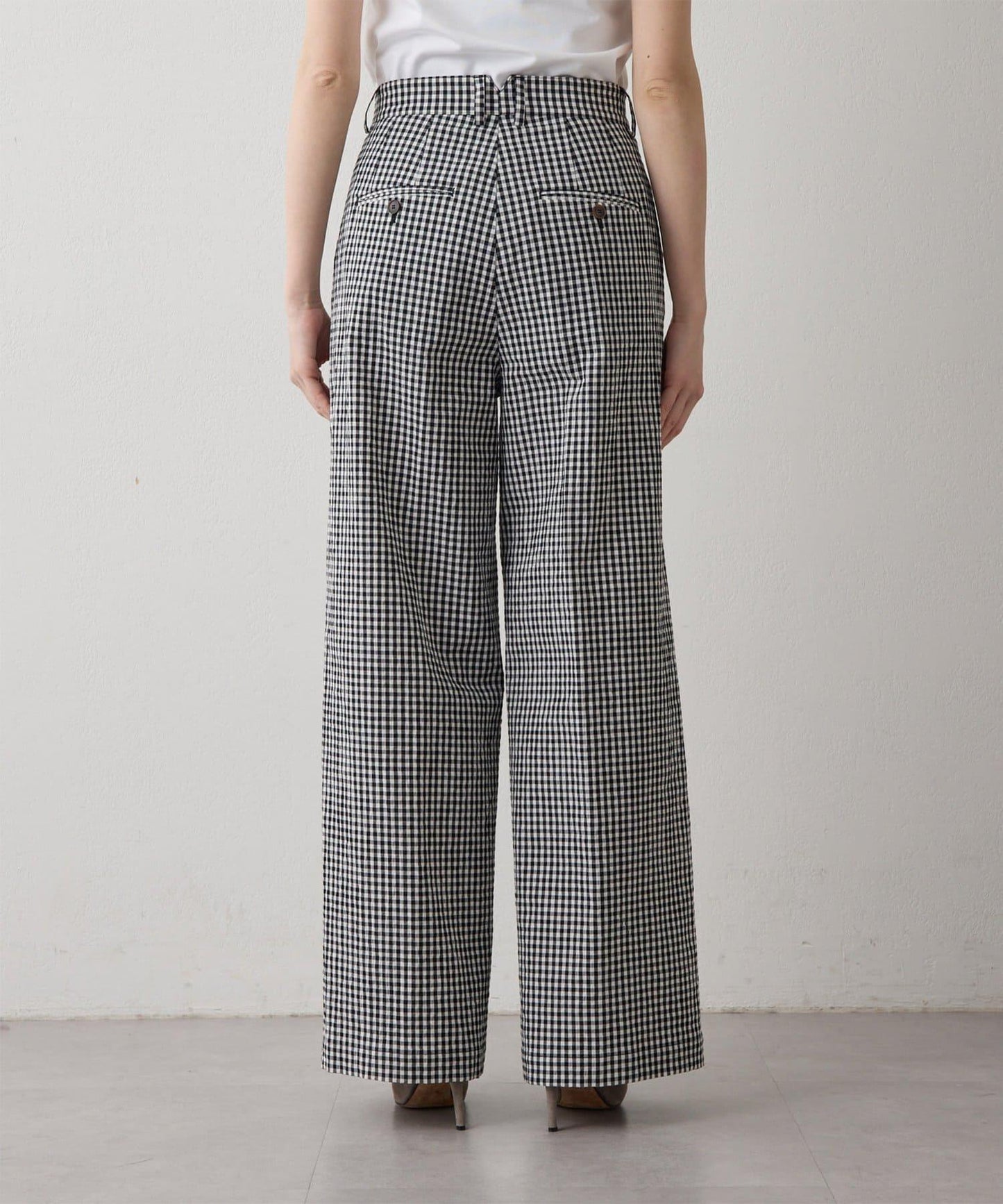 Drawing Numbers 有機棉格紋闊腿褲