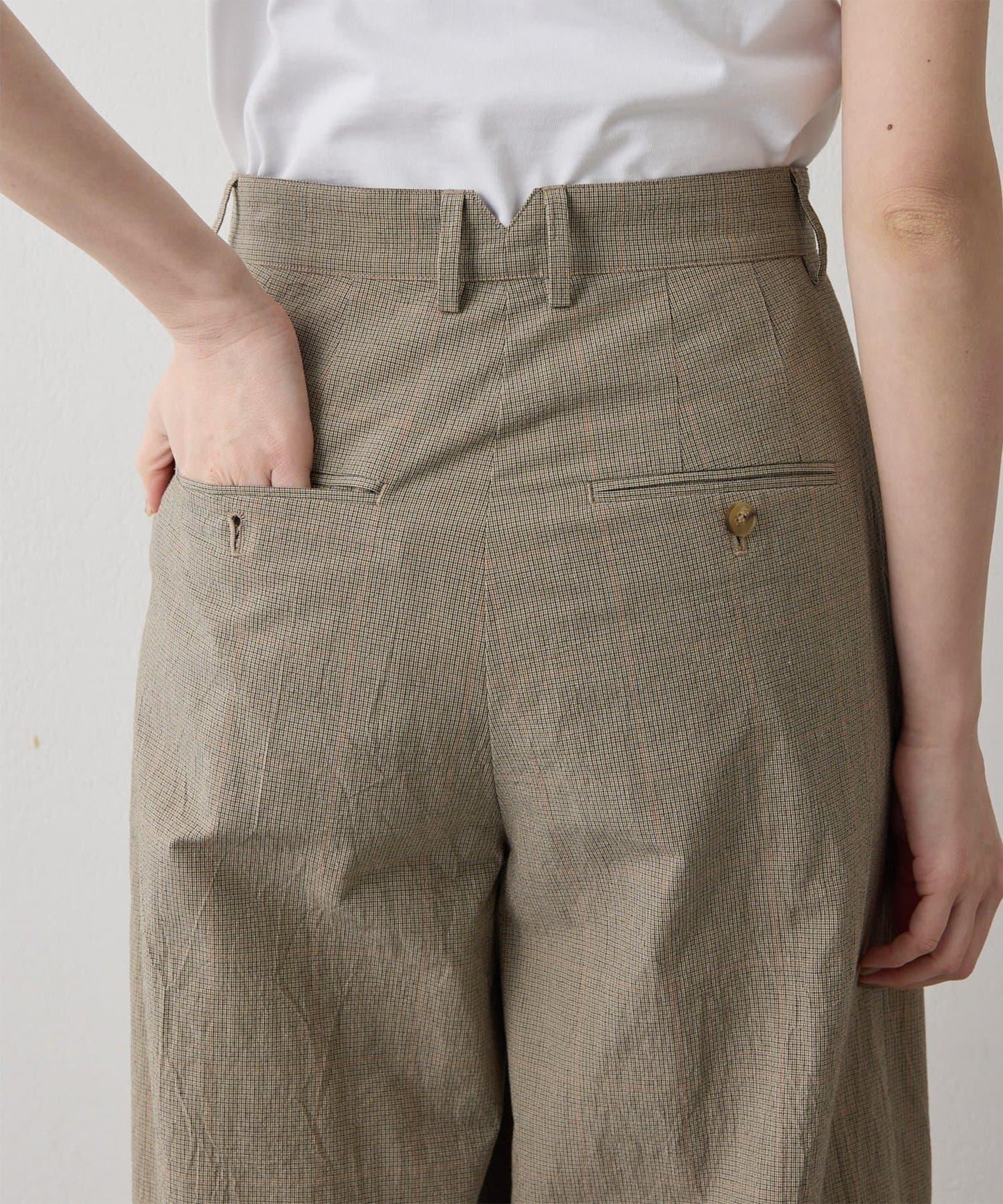 Drawing Numbers 有機棉格紋闊腿褲