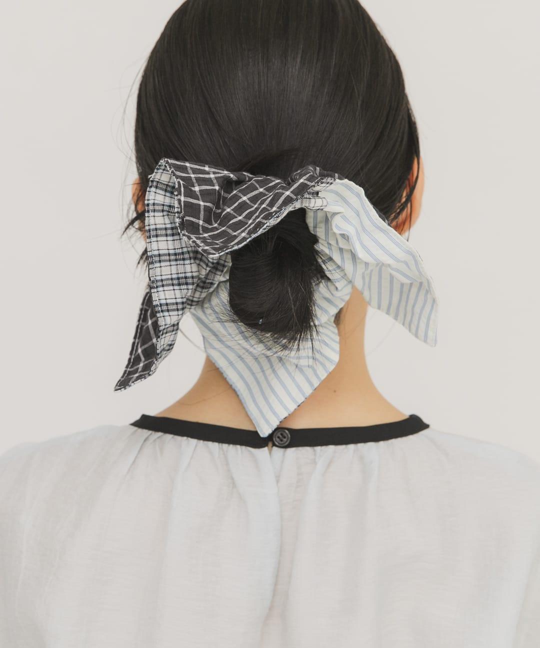 格紋條紋拼接 髮圈