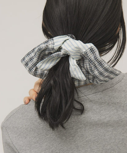 格紋條紋拼接 髮圈