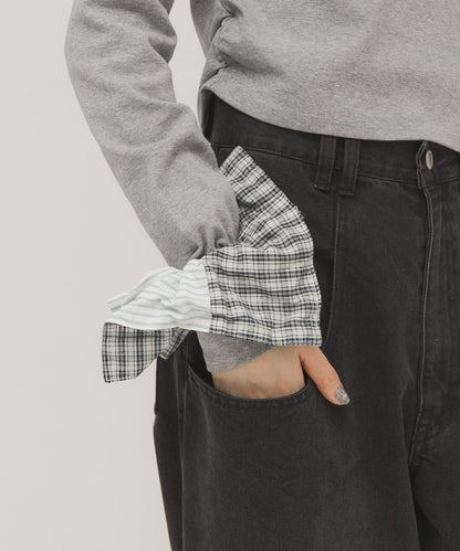 格紋條紋拼接 髮圈