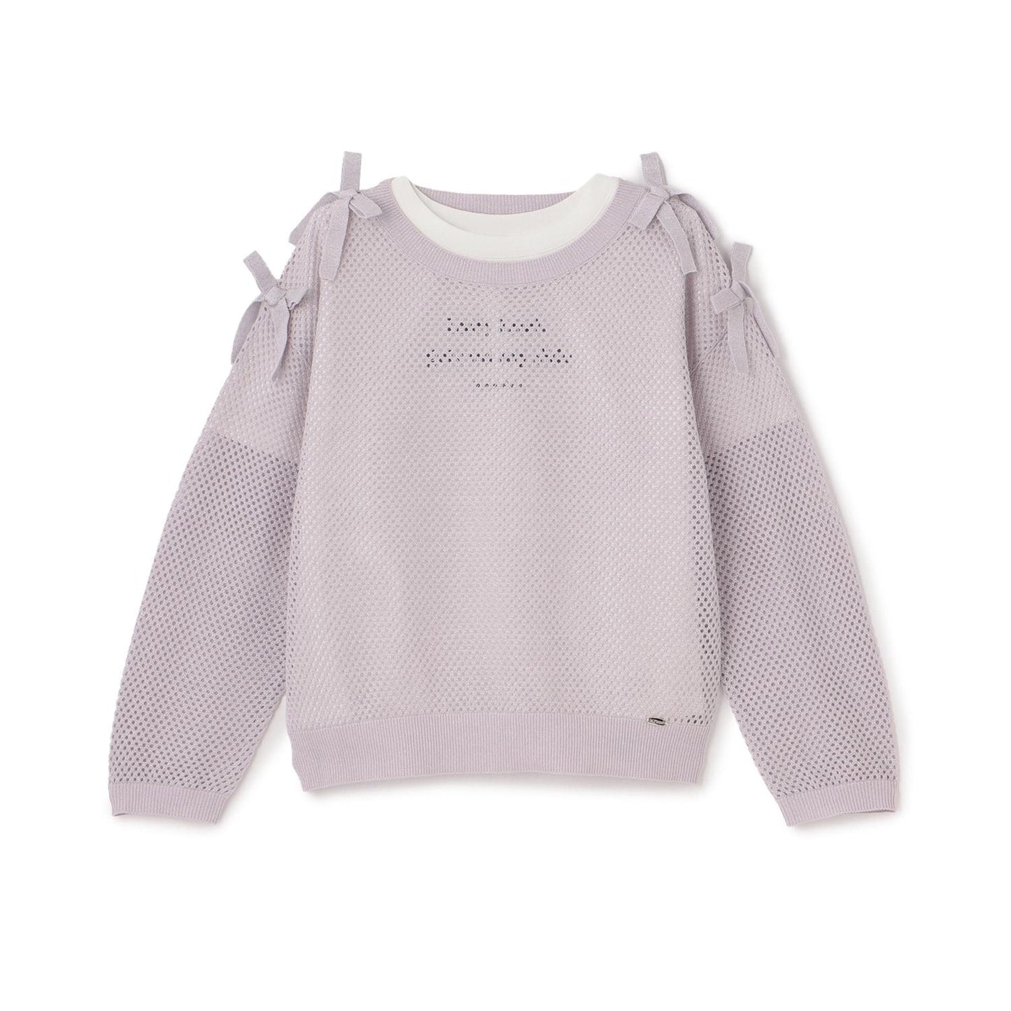 亮絲網眼針織+短袖T恤套裝