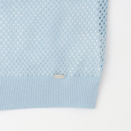 亮絲網眼針織+短袖T恤套裝