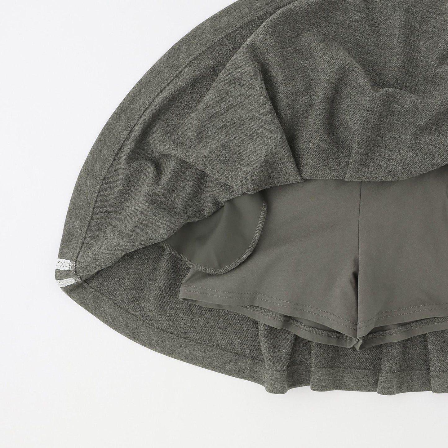 亮絲毛圈拉鍊連帽外套＋喇叭裙褲套裝