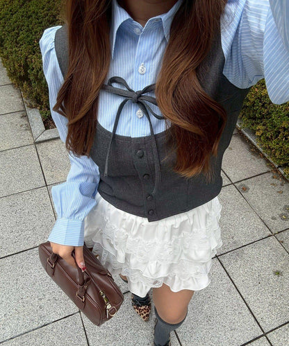 拼接蝴蝶結設計 襯衫