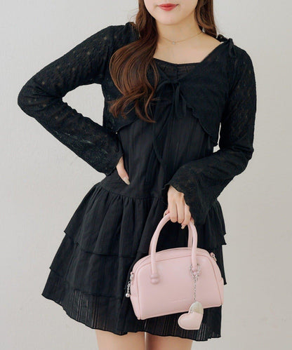 蕾絲小披肩吊帶長款上衣套裝